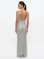 Robe Longue Scintillante Isadora argent, vue 4