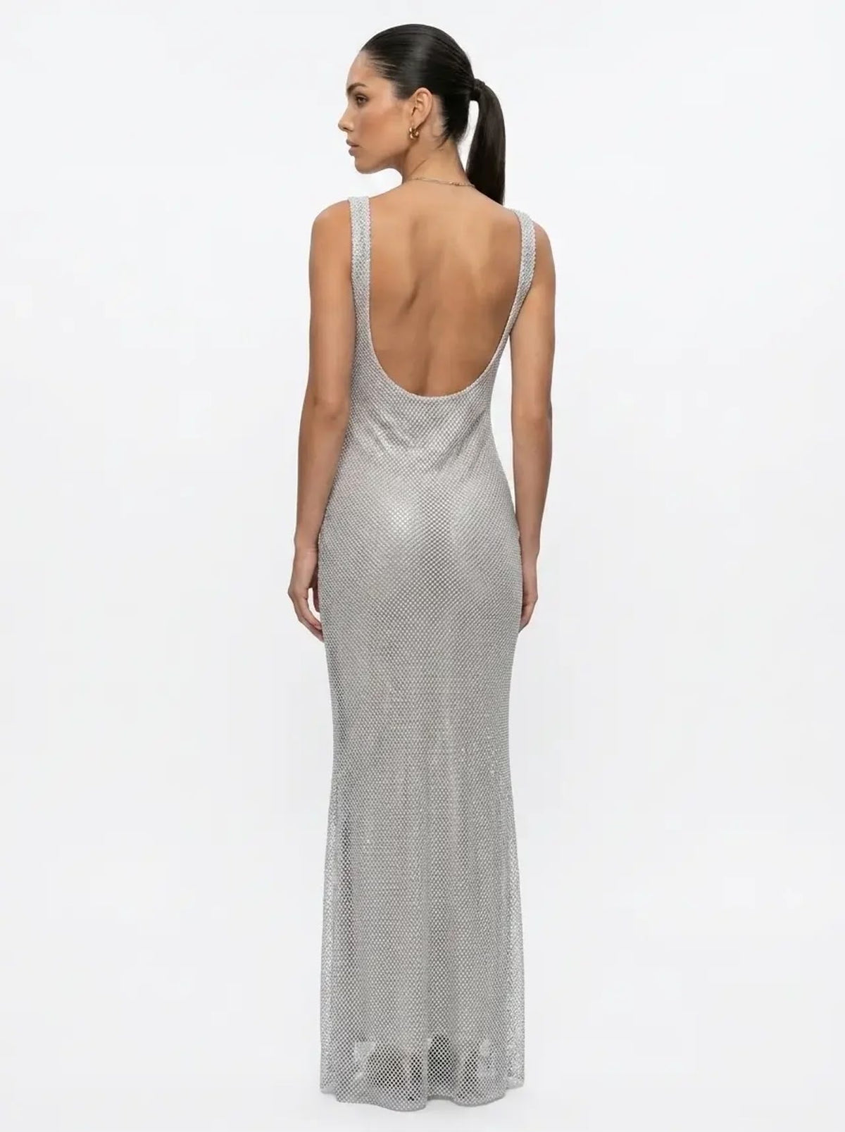 Robe Longue Scintillante Isadora argent, vue 4
