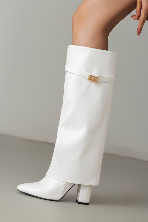 Bottes Hautes Zénaïde à Revers Bijou — simili cuir abricot, vue 4