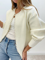Cardigan Sibylle à Perles et Finitions Effilochées, vue 2