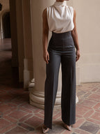 Pantalon Droit Sixtine à Taille Haute, vue 1