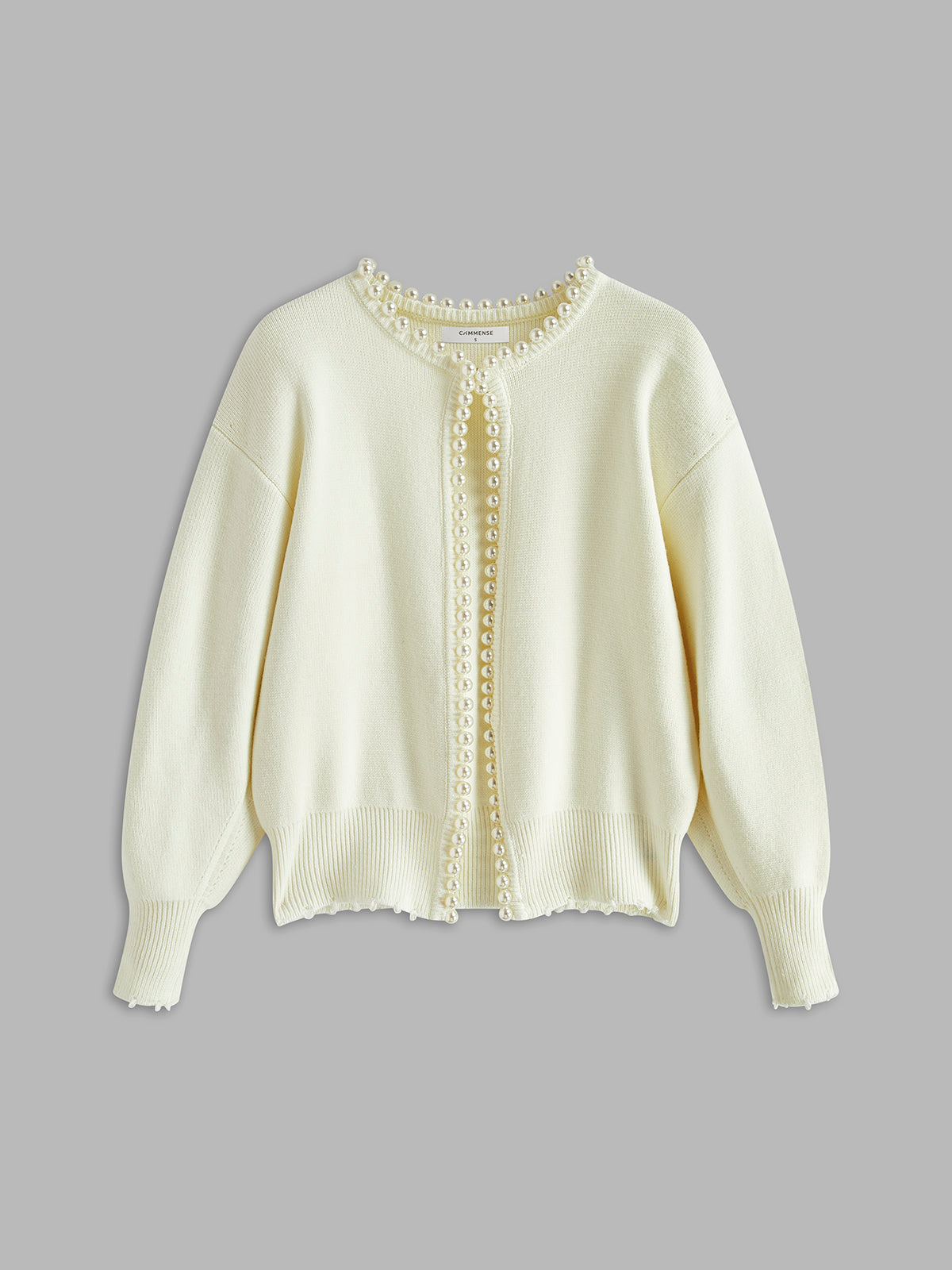 Cardigan Sibylle à Perles et Finitions Effilochées, vue 5