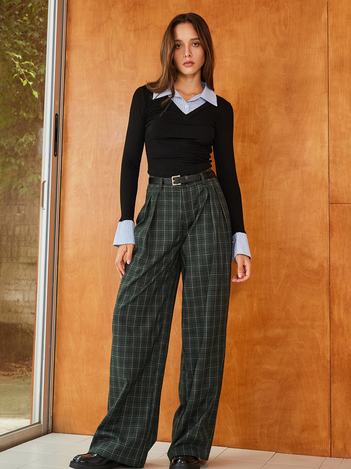 Pantalon Large Yvonne à Carreaux Vintage, vue 1