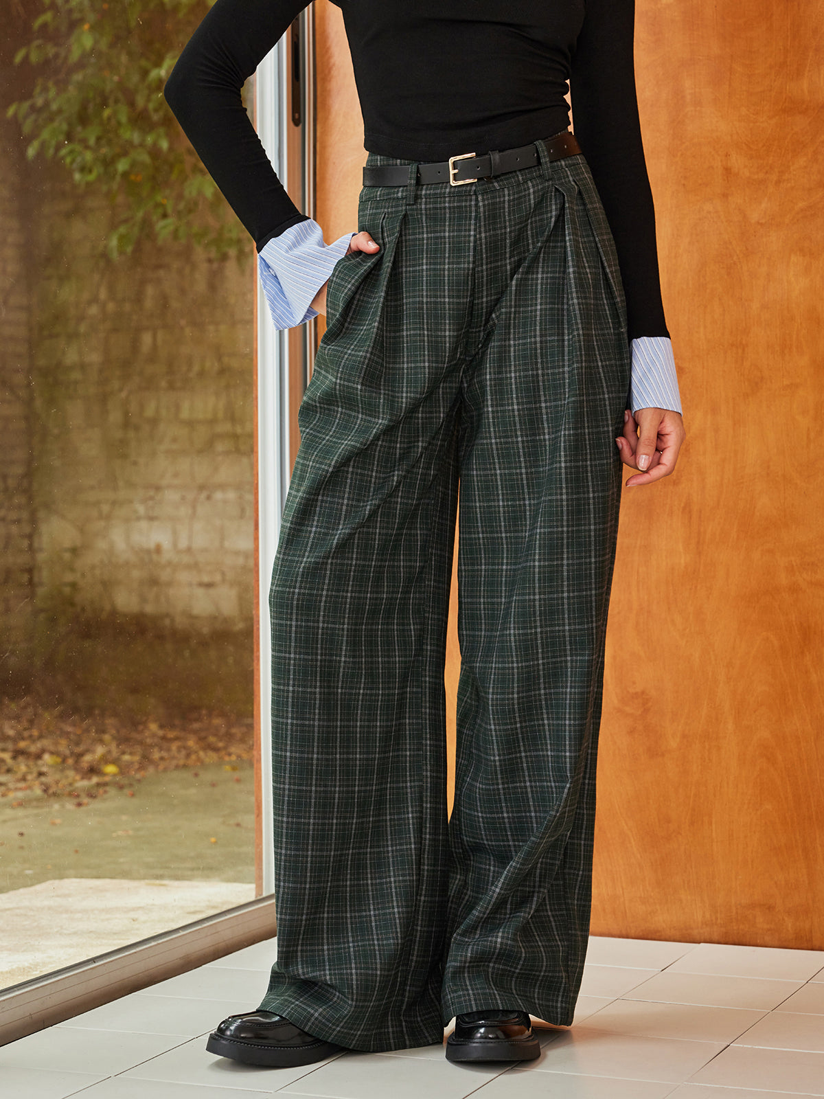 Pantalon Large Yvonne à Carreaux Vintage, vue 2