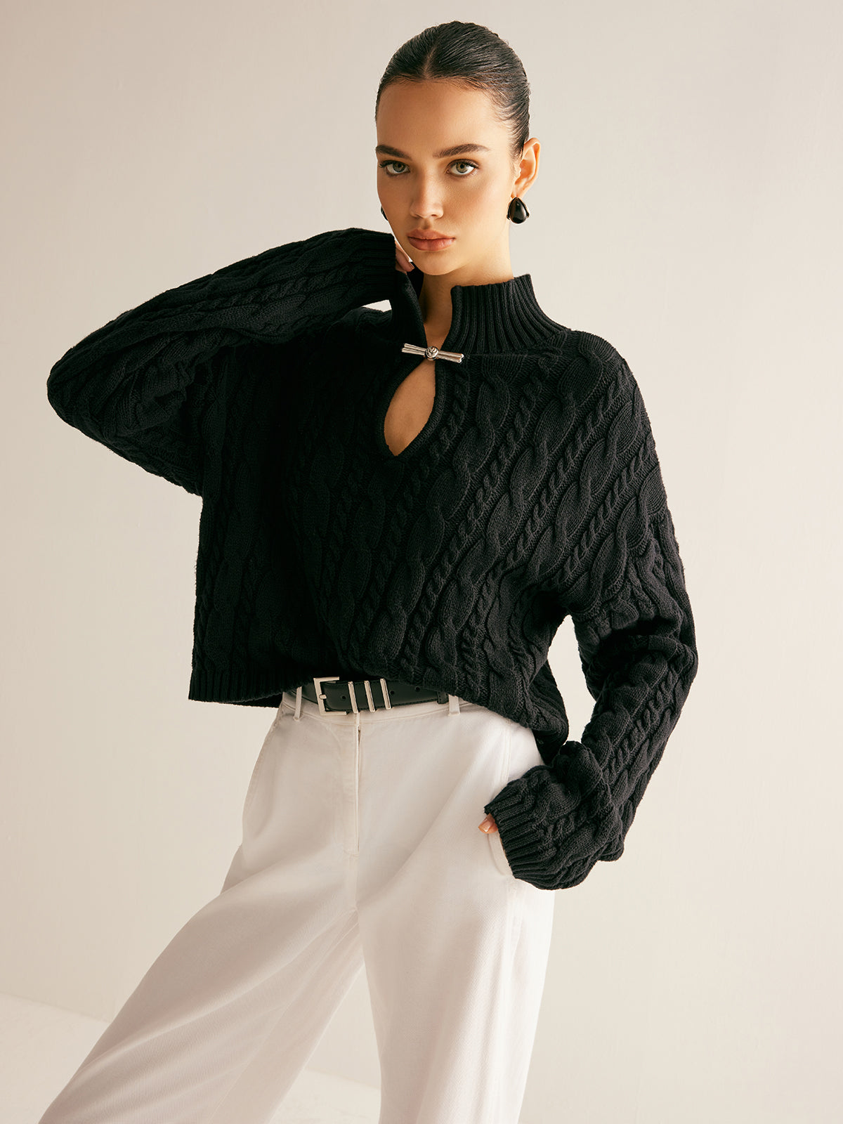 Top Maille Éva en Coton à Encolure Goutte, vue 8