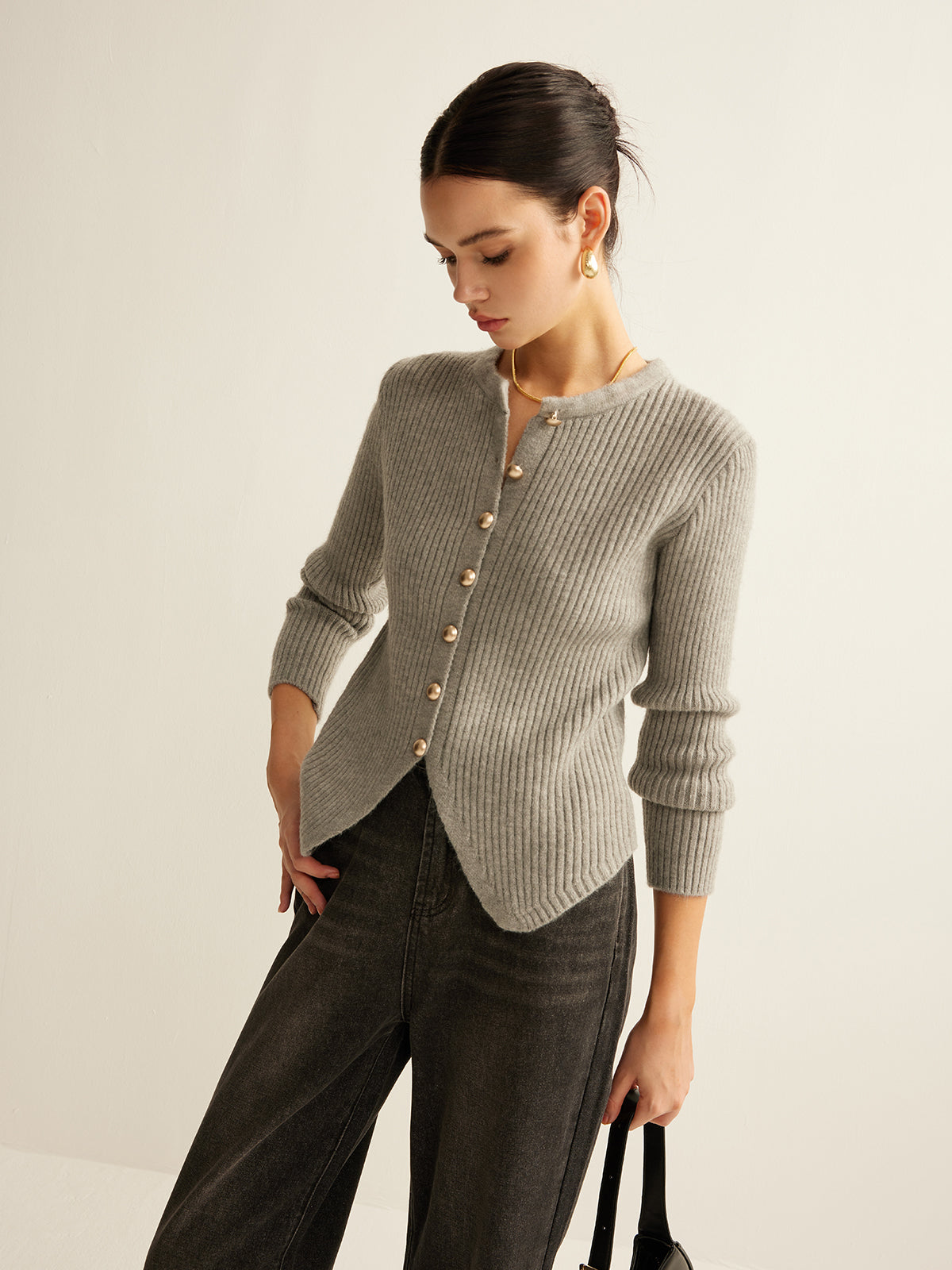 Cardigan Laure Fendu à Boutons, vue 3