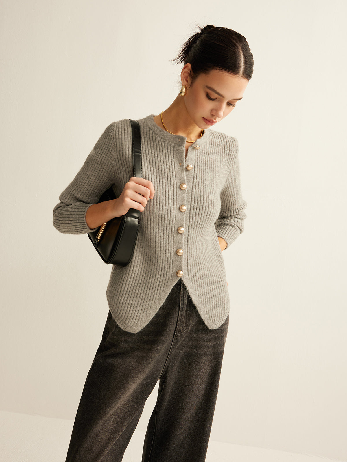 Cardigan Laure Fendu à Boutons, vue 2