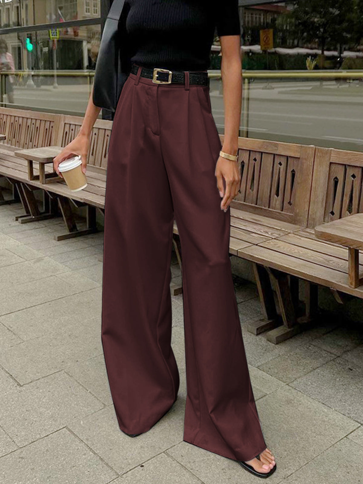 Pantalon Large Adèle à Ligne Épurée, vue 12