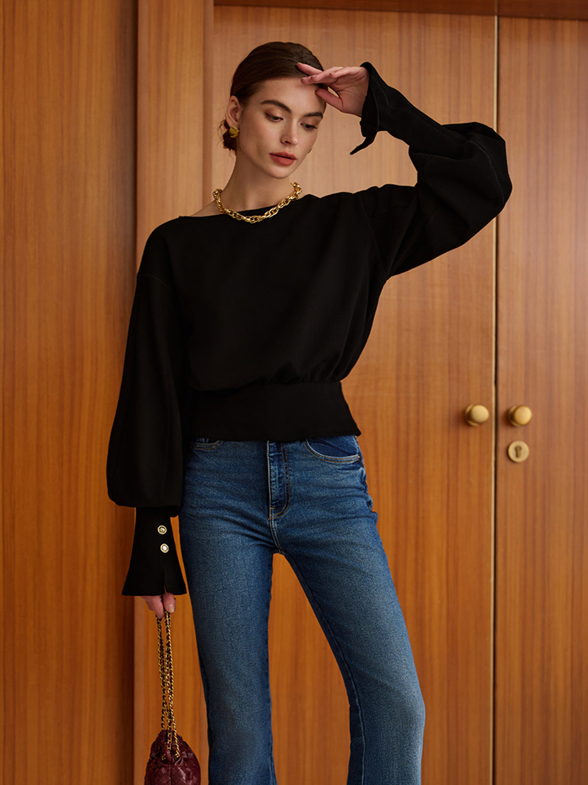 Sweatshirt Cintré Sidonie à Manches Évasées, vue 9