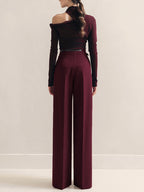 Pantalon Plissé Théodora à Ceinture Dorée, vue 5