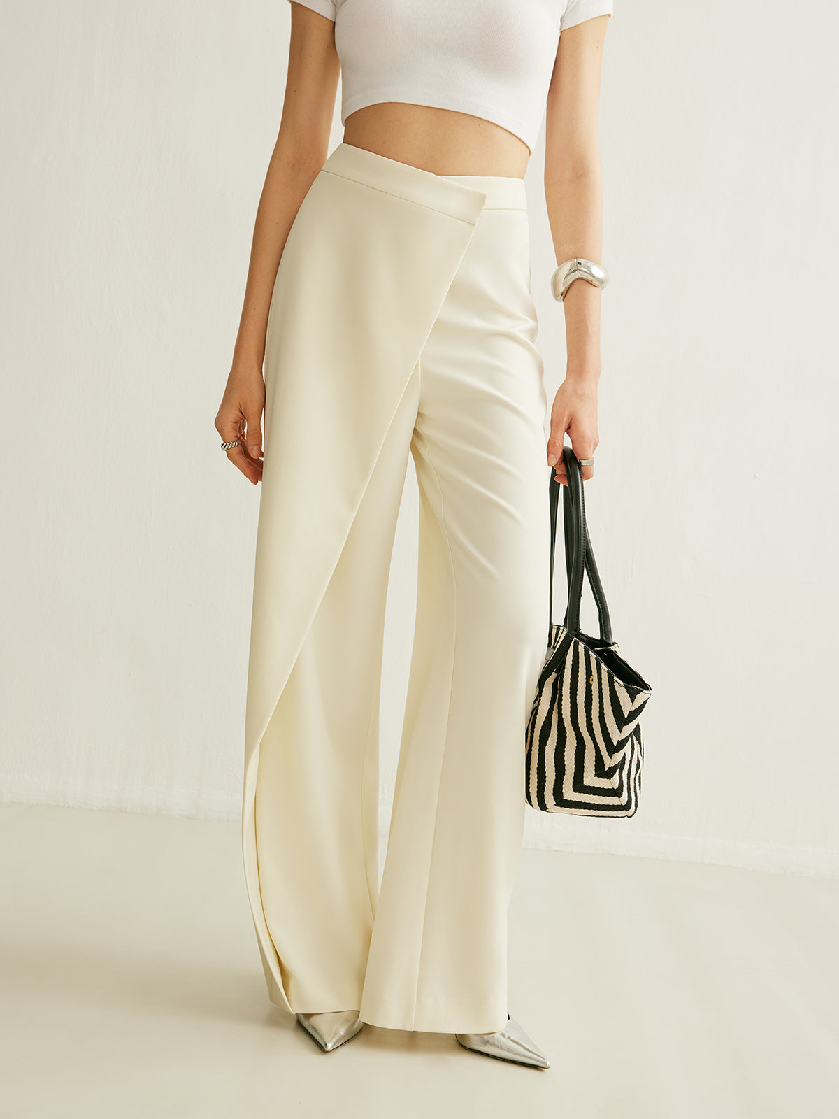 Pantalon Taille Haute Olympe à Drapé Croisé, vue 2