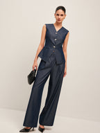 Pantalon Large Katell à Taille Haute, vue 1
