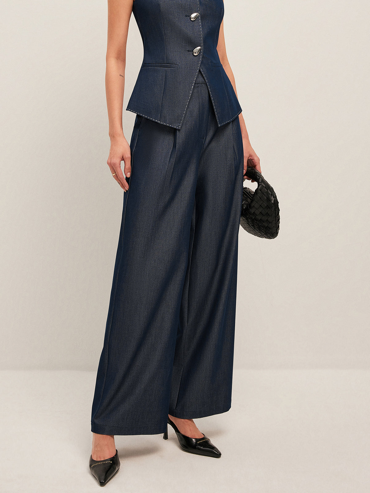 Pantalon Large Katell à Taille Haute, vue 5