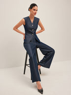 Pantalon Large Katell à Taille Haute, vue 4