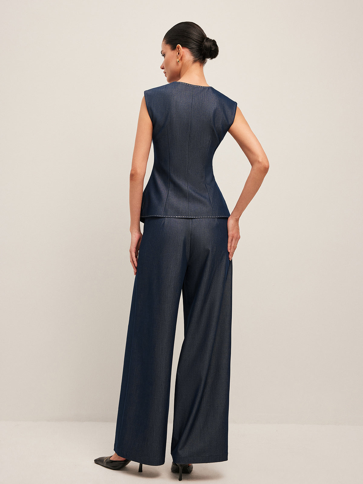 Pantalon Large Katell à Taille Haute, vue 6