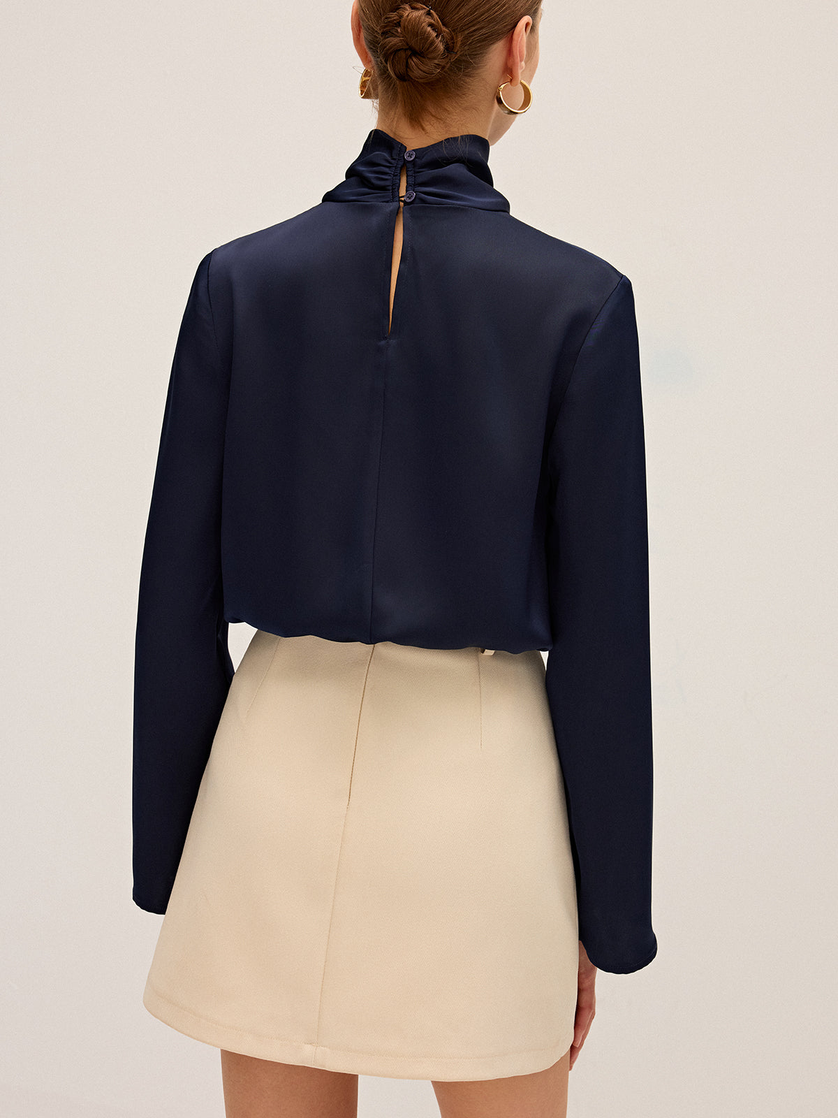 Blouse Satinée Béatrice à Col Drapé, vue 3