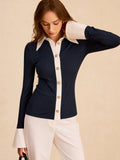Chemise Bicolore Albane à Boutons, vue 1