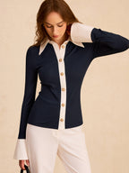 Chemise Bicolore Albane à Boutons, vue 1