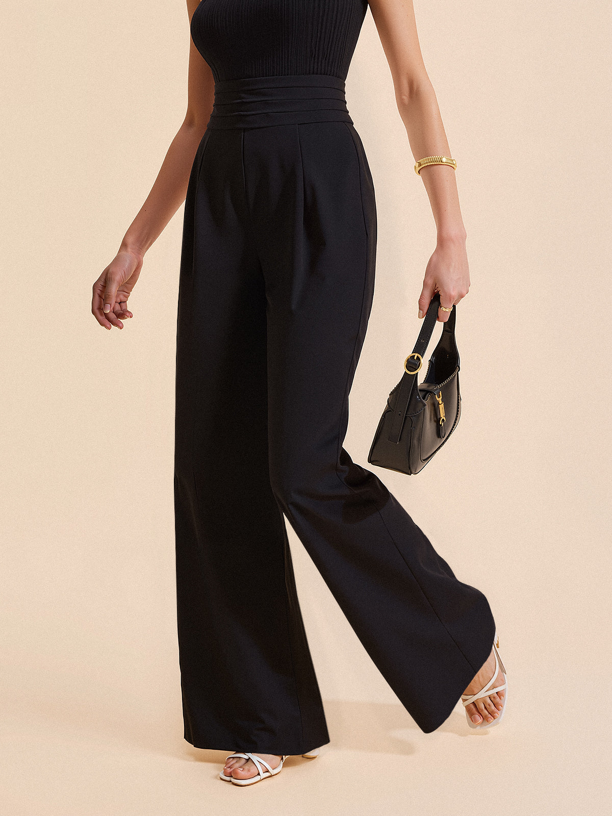 Pantalon Large Louise à Ceinture Plissée, vue 2
