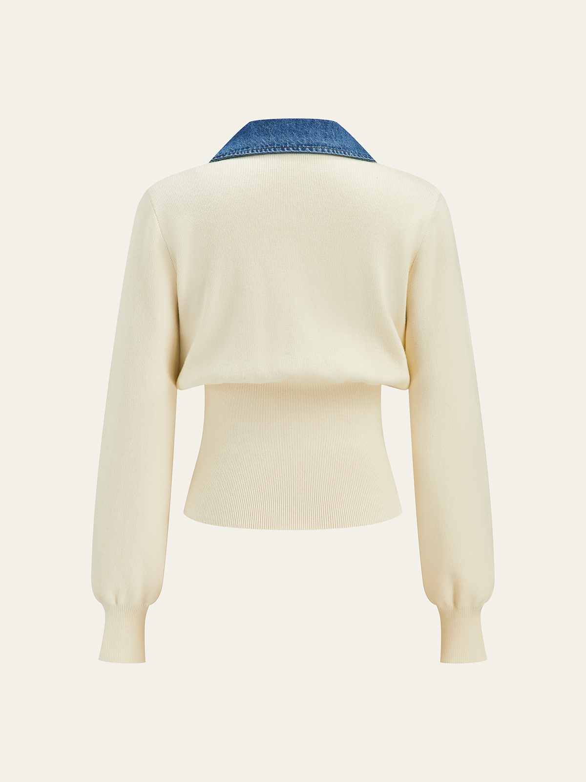 Top Maille Charlotte à Col Denim et Boutons Dorés, vue 4