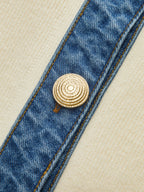 Top Maille Charlotte à Col Denim et Boutons Dorés, vue 2