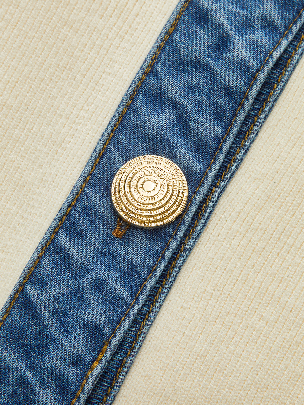 Top Maille Charlotte à Col Denim et Boutons Dorés, vue 2