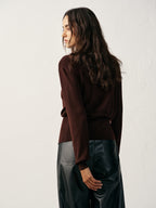 Cardigan Émilie en Laine Mélangée à Boutons Dorés, vue 3