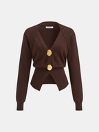 Cardigan Émilie en Laine Mélangée à Boutons Dorés, vue 4