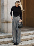 Pantalon Large Ysé à Carreaux et Ceinture, vue 1