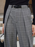 Pantalon Large Ysé à Carreaux et Ceinture, vue 3
