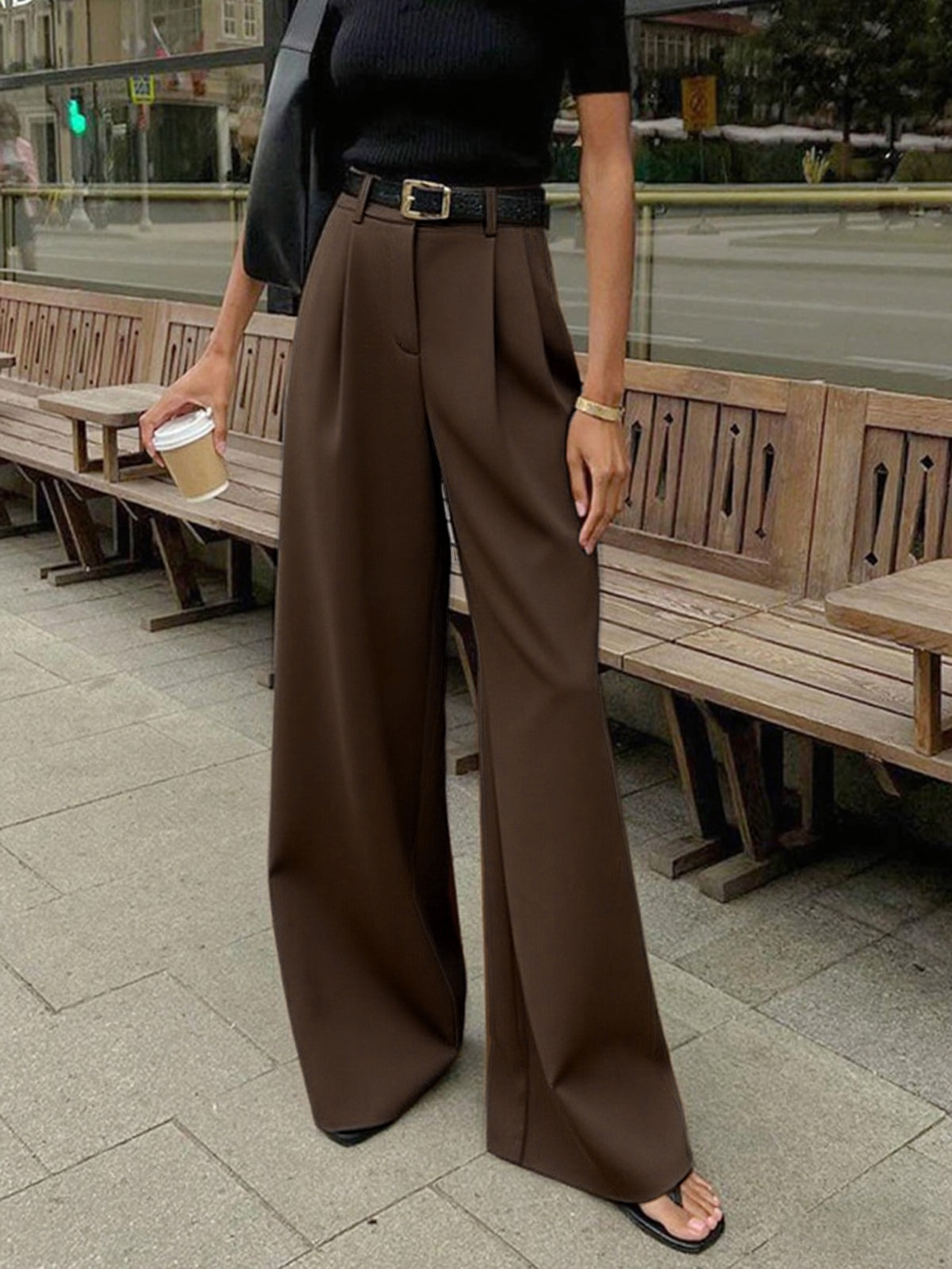Pantalon Large Adèle à Ligne Épurée, vue 14