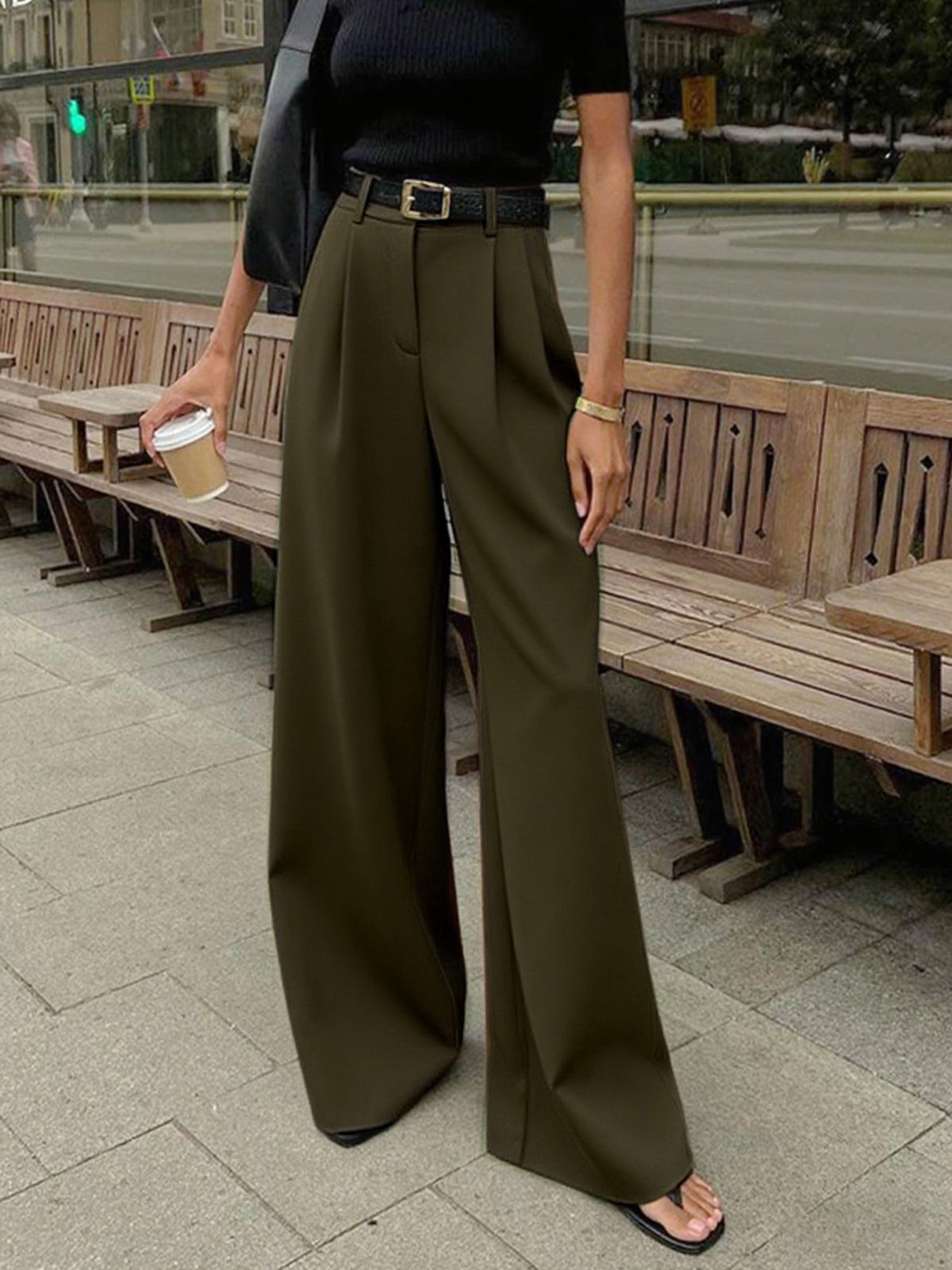 Pantalon Large Adèle à Ligne Épurée, vue 15