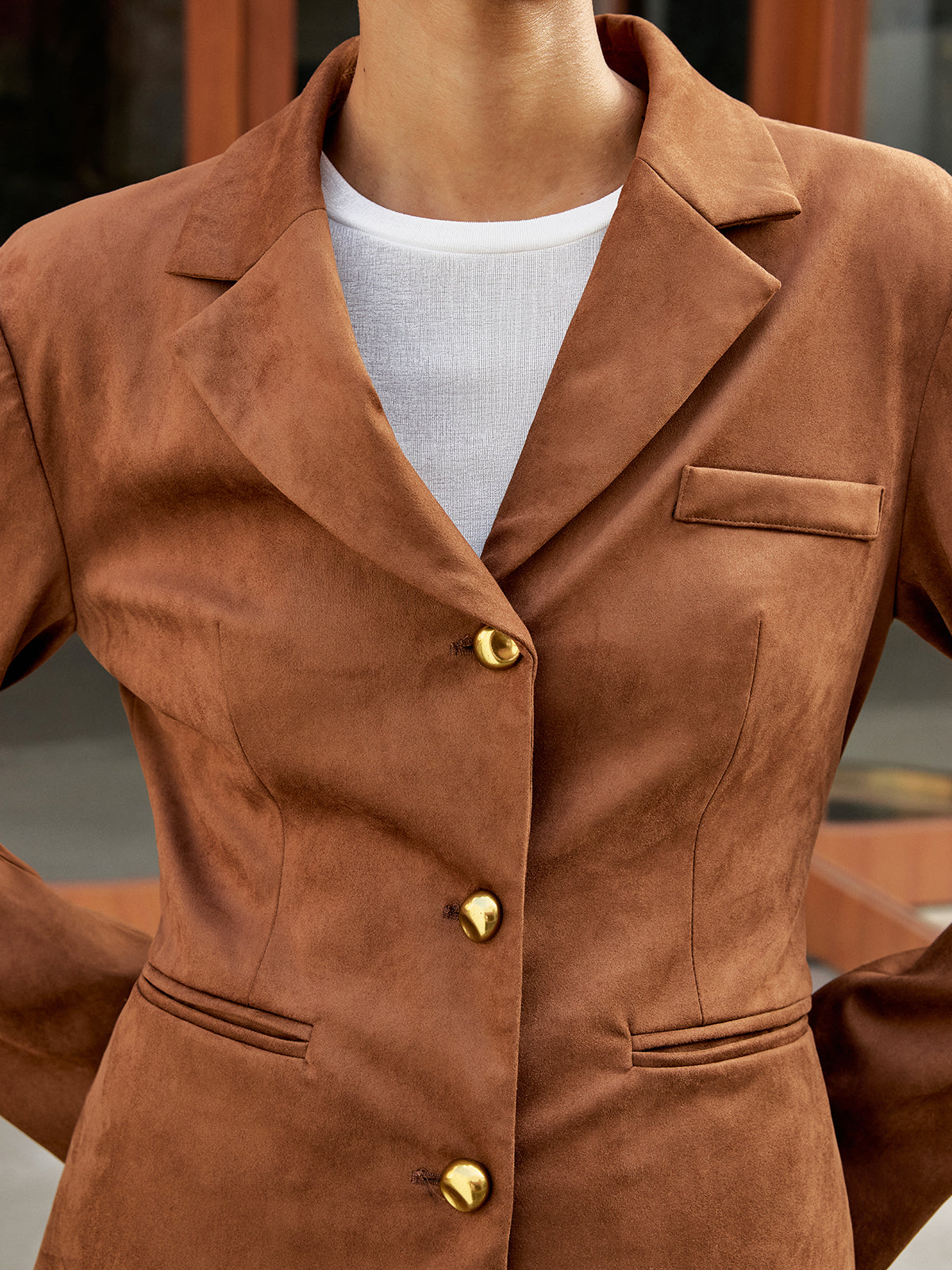 Blazer Mathilde en Suédine à Boutons Dorés, vue 6