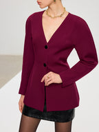 Blazer Bordeaux Amélie à Manches Bouffantes, vue 1