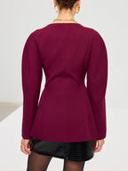 Blazer Bordeaux Amélie à Manches Bouffantes, vue 6