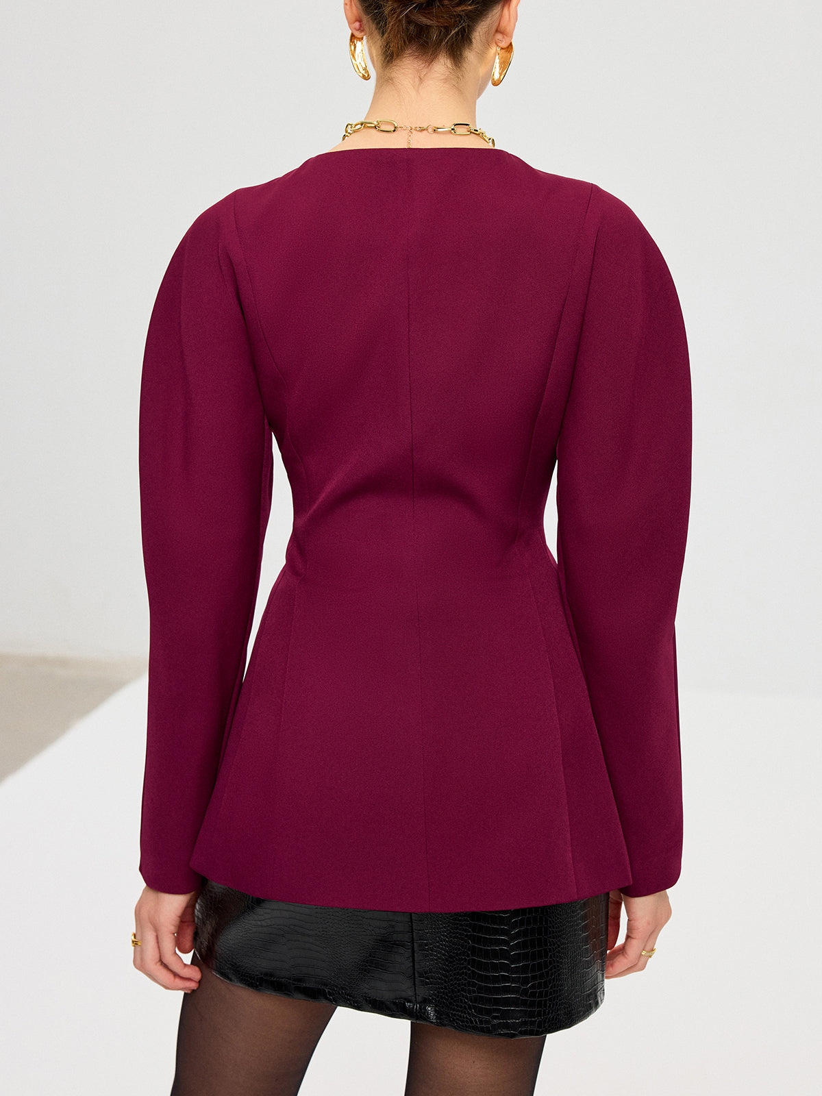 Blazer Bordeaux Amélie à Manches Bouffantes, vue 6