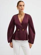 Blazer Péplum Delphine à Manches Bouffantes, vue 1
