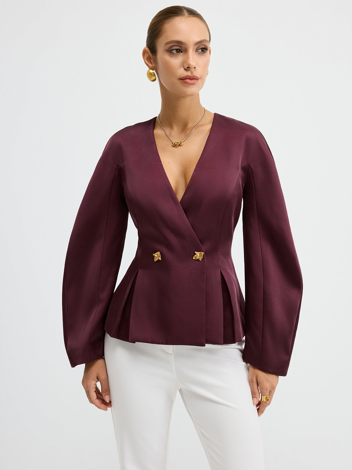 Blazer Péplum Delphine à Manches Bouffantes, vue 1