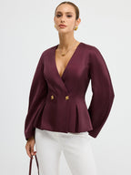Blazer Péplum Delphine à Manches Bouffantes, vue 2