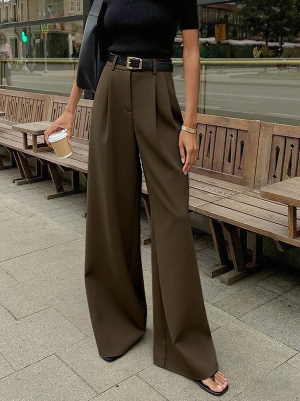 Pantalon Large Adèle à Ligne Épurée, vue 16