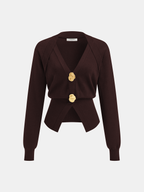 Cardigan Émilie en Laine Mélangée à Boutons Dorés, vue 10