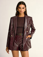 Blazer Solène en Simili Cuir à Boutons Dorés, vue 2