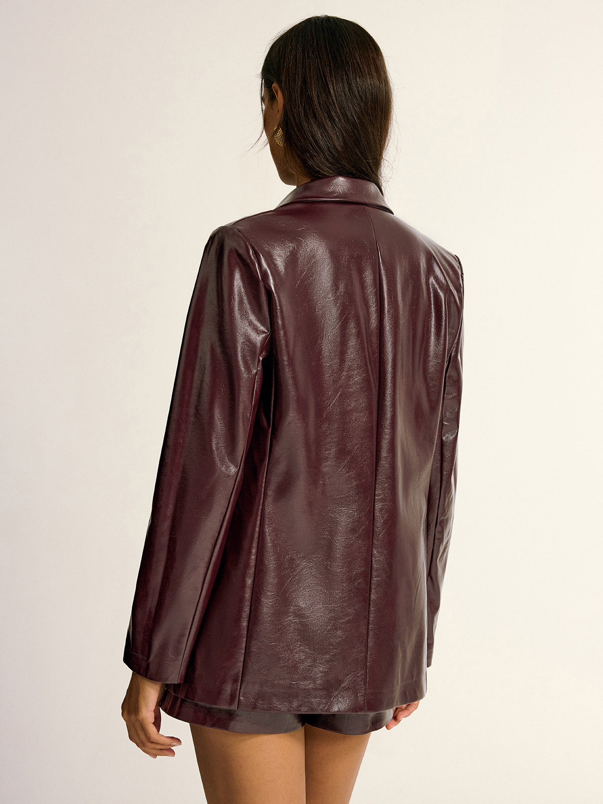Blazer Solène en Simili Cuir à Boutons Dorés, vue 6
