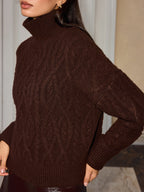 Pull Torsadé Margaux à Col Roulé, vue 3
