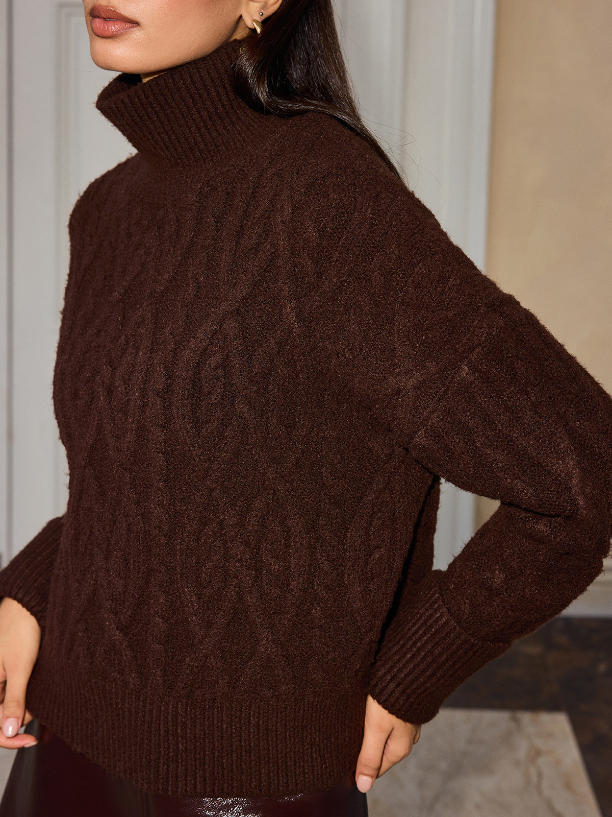 Pull Torsadé Margaux à Col Roulé, vue 3