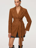 Blazer Long Camille en Suédine Ceinturée, vue 1