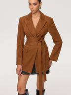 Blazer Long Camille en Suédine Ceinturée, vue 1