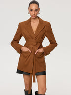 Blazer Long Camille en Suédine Ceinturée, vue 5
