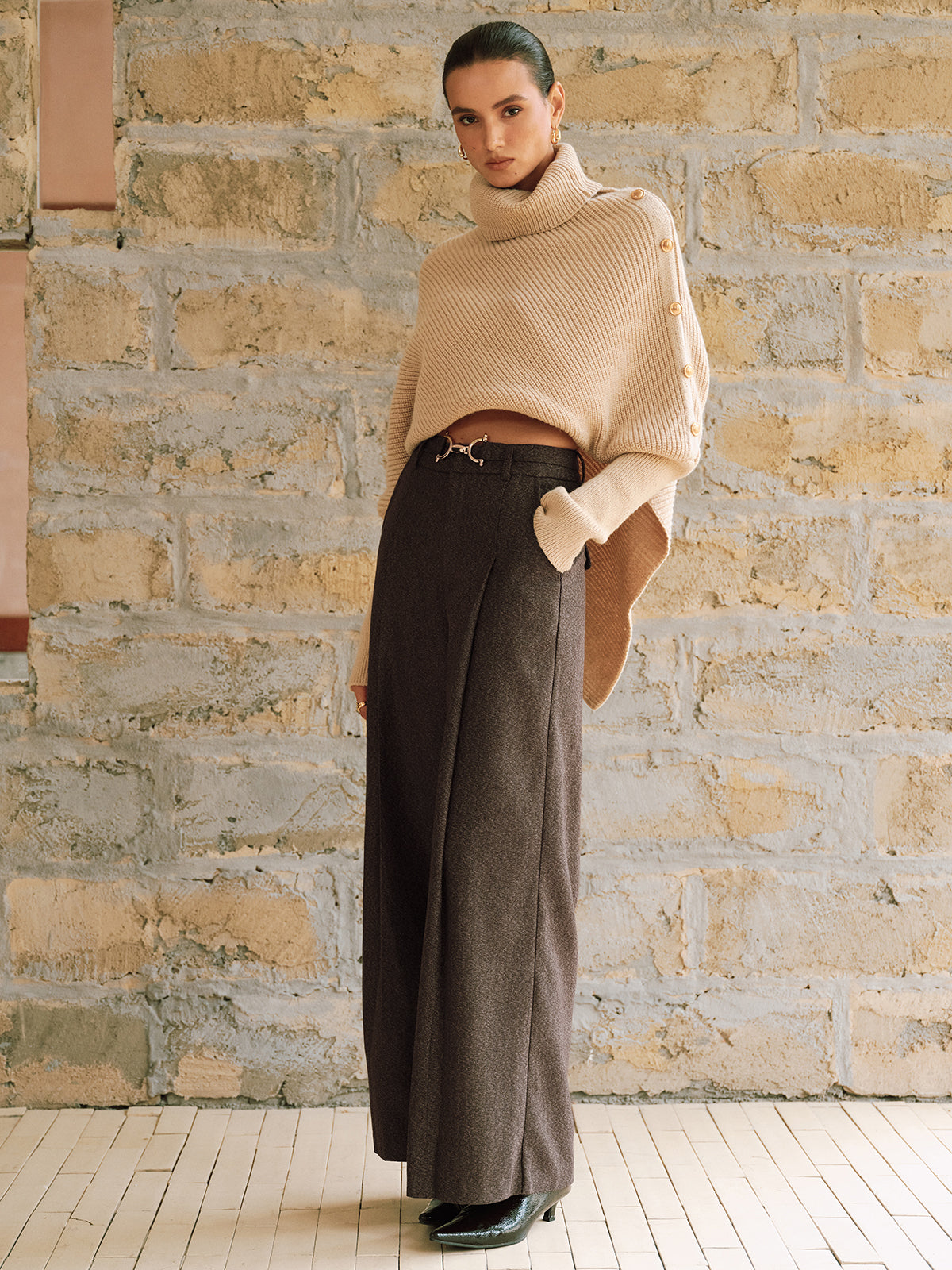 Pantalon Large Eulalie à Taille Haute, vue 1