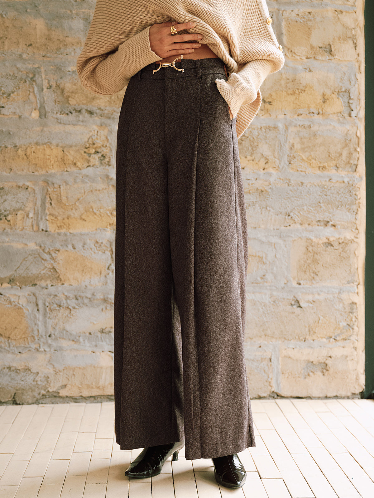 Pantalon Large Eulalie à Taille Haute, vue 3